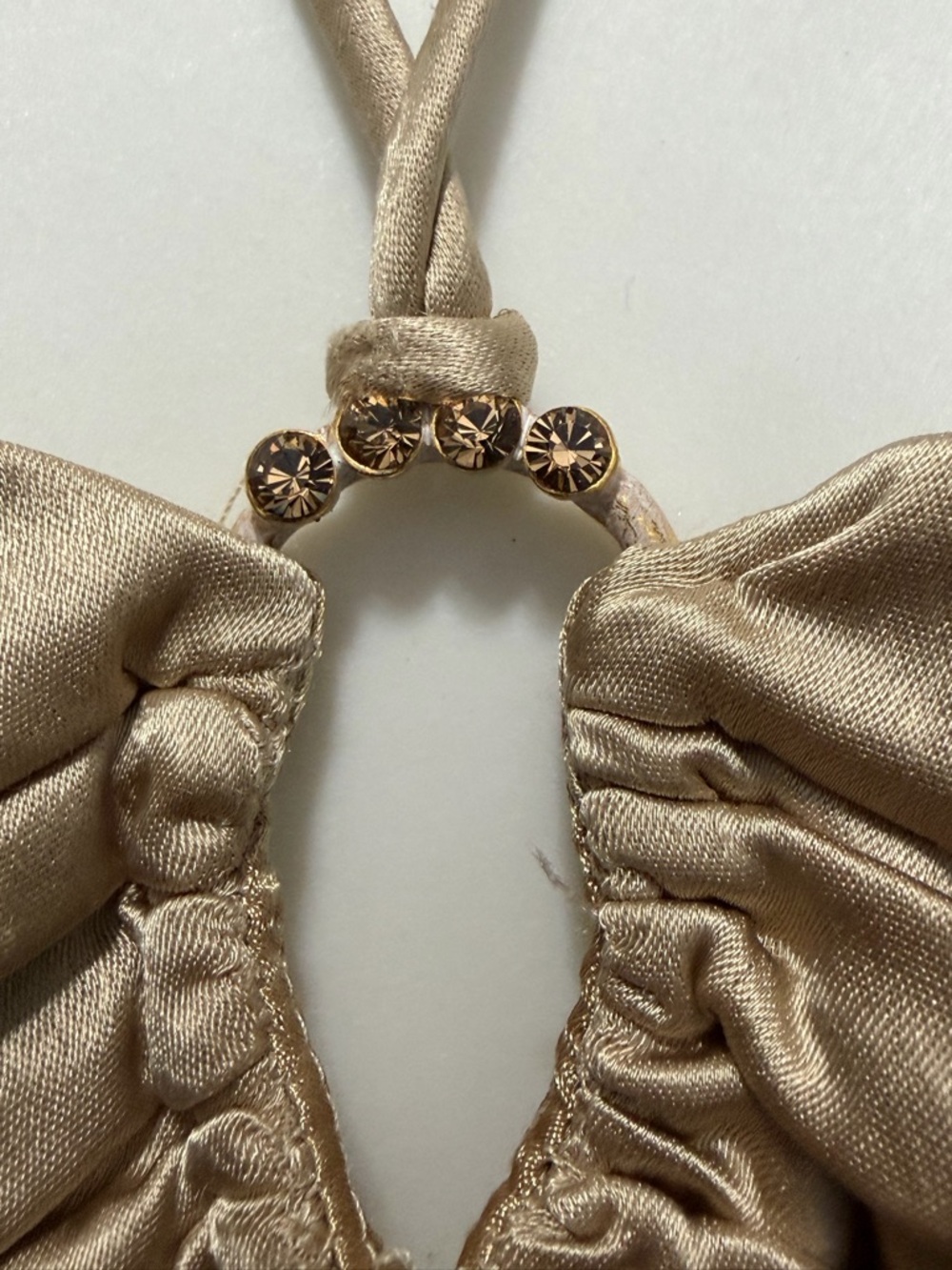 Laundry By Shelli Segal metallic cream satin gown size 2 made in the USA - Picture 7 of 10